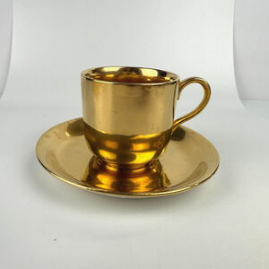 Vintage Pareek Johnson Brothers England Gold Tone Tea Demitasse Cup & Saucer